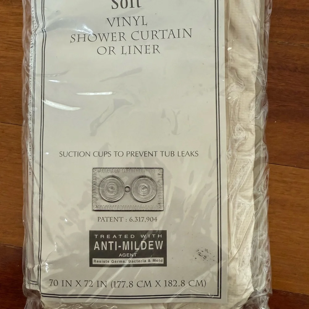 New Luxury Soft Vinyl Shower Curtain or Liner Cream Anti Mildew Suction Cups